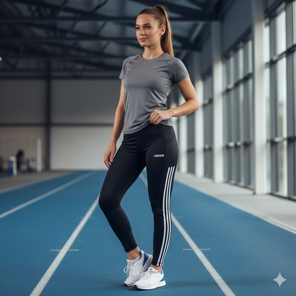 adidas Pants - Adidas‎ Women's Black Leggings with White Stripes